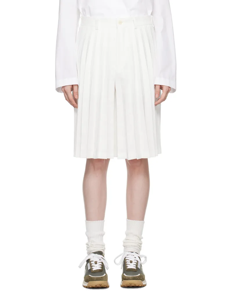 Comme des Garçons White Pleated Shorts 2