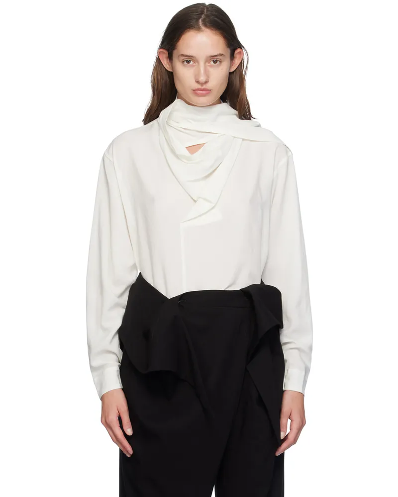 Issey Miyake White Two As One Blouse 05