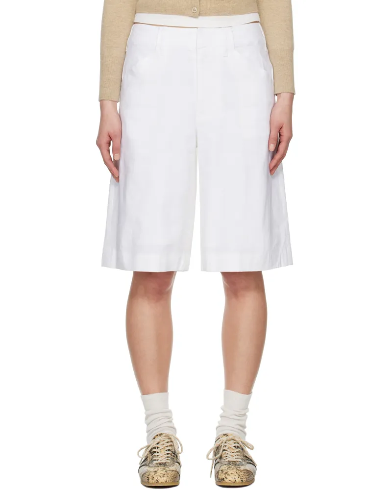 Rag & Bone White Banks Linen-Blend Shorts White