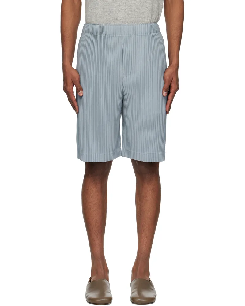 Issey Miyake Blue Color Pleats Shorts 73-gray