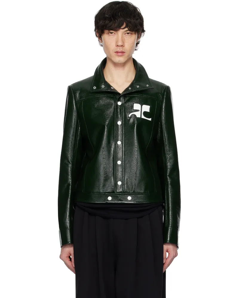 Courrèges Green Reedition Vinyl Faux-Leather Jacket Vert