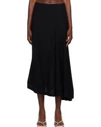 BITE Studios Black Curved Midi Skirt Black