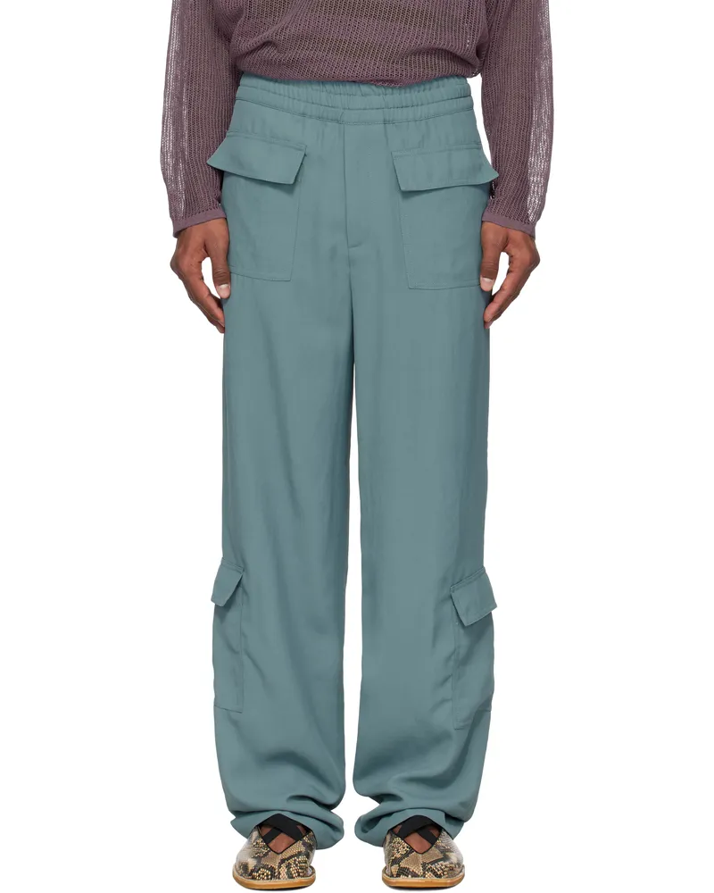 Dries van Noten Blue Twill Cargo Pants 506