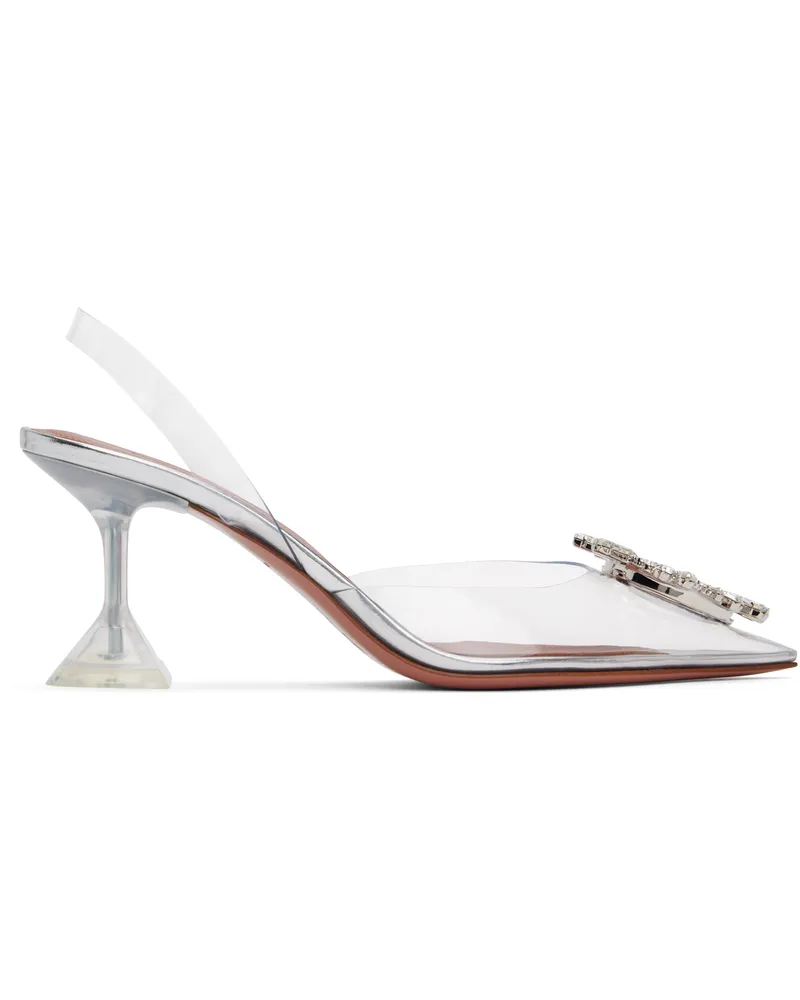 Amina Muaddi Transparent Begum Glass Sling 70 Heels Transparent