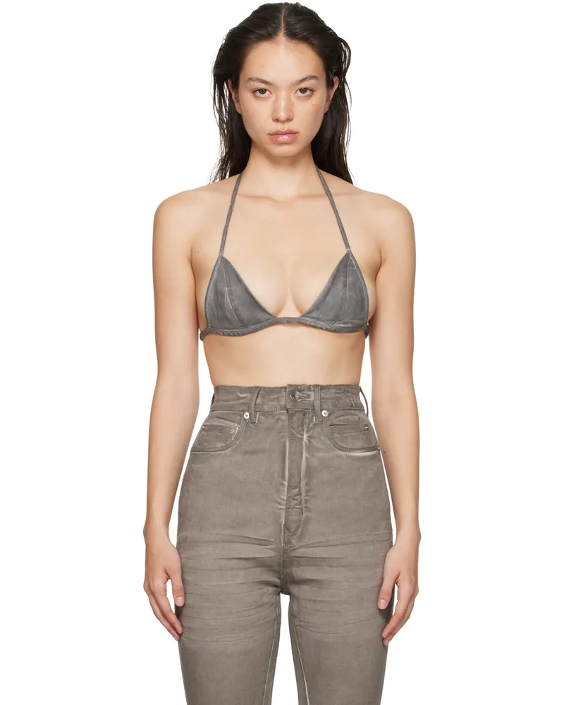 DRKSHDW by Rick Owens Off-White Porterville Foil Stretch Denim Bra 08