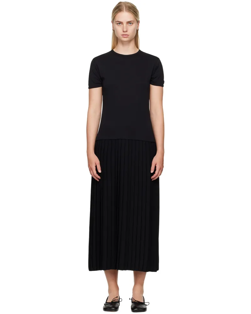 Maison Margiela Black Pleated Maxi Dress 961