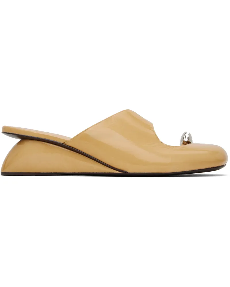 Tory Burch Beige Pierced Wedge Mules Cantucci