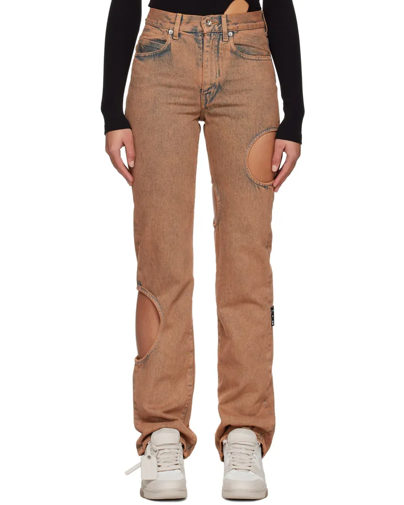 OFF-WHITE Orange Meteor Jeans Peach