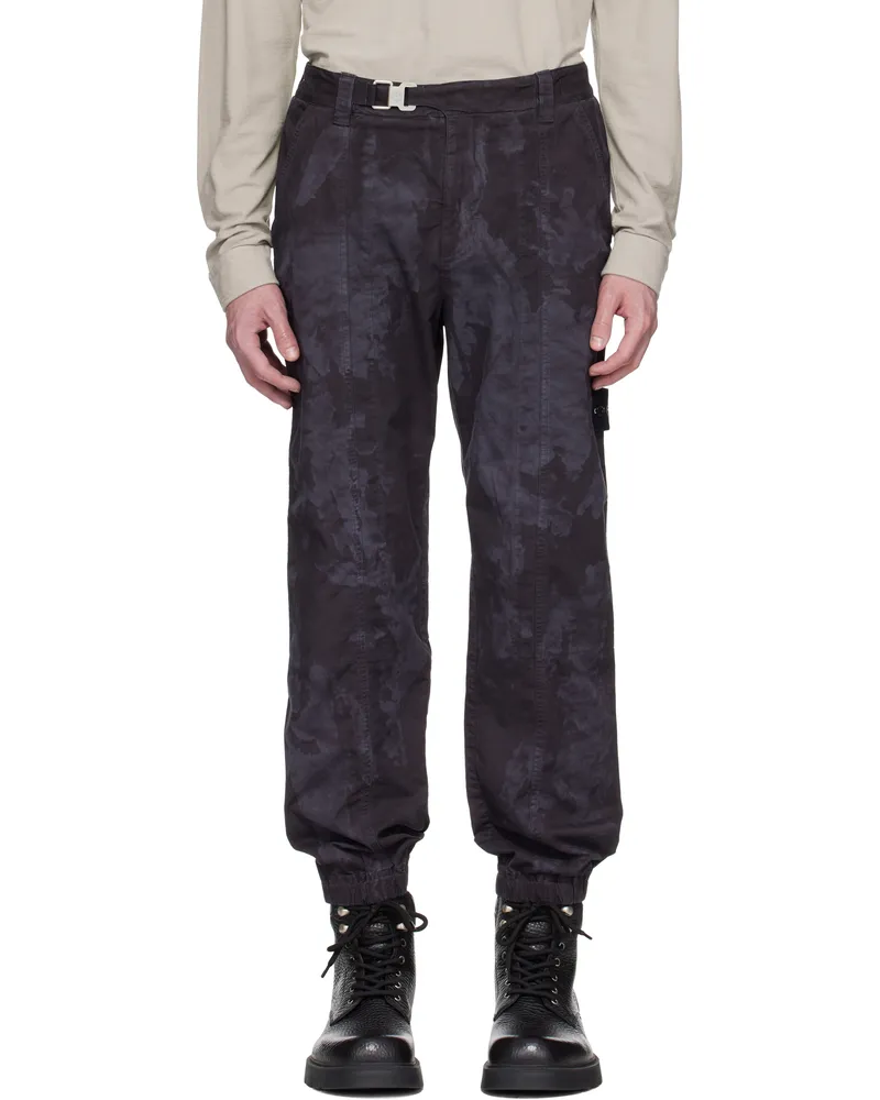 Stone Island Gray Supima Stretch Cotton Twill-TC Laser Camo Trousers V0062