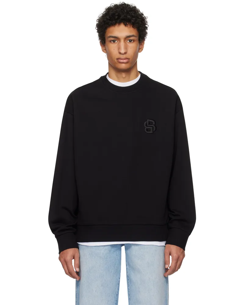 HUGO BOSS Black Mercerized Cotton Sweatshirt 001-black