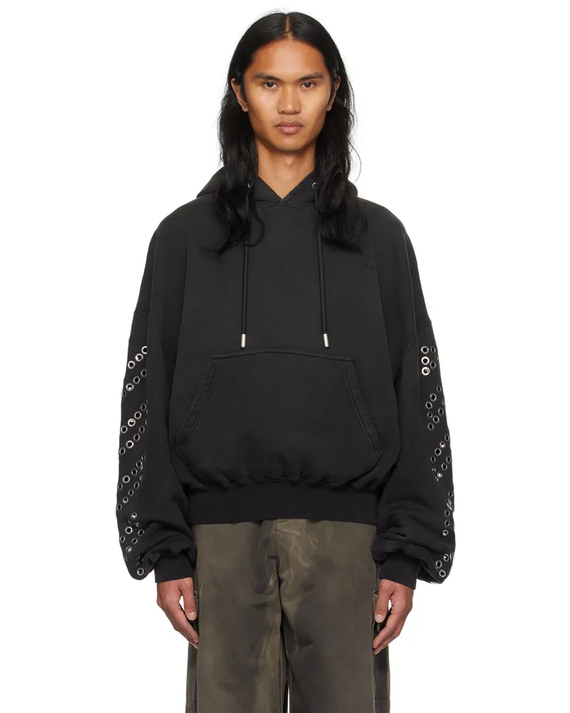 OFF-WHITE Black Eyelet Hoodie Black