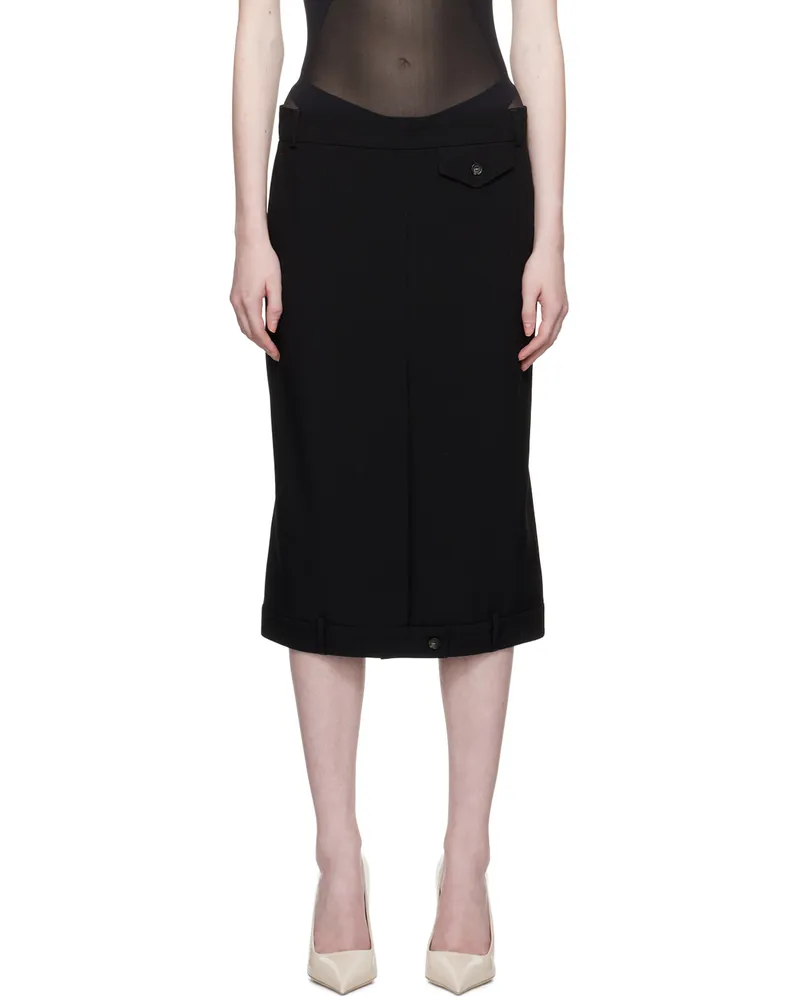 SPORTMAX Black Mirror-Image Midi Skirt Black