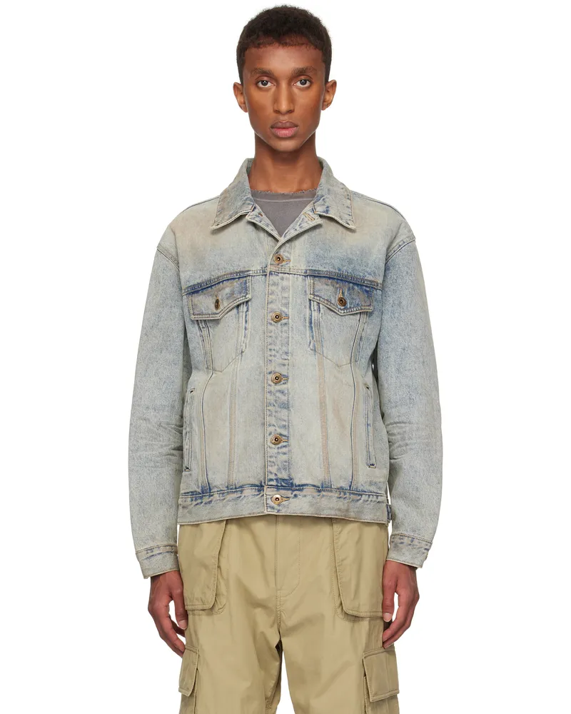 WE 11 DONE Blue Washed Denim Jacket Sky