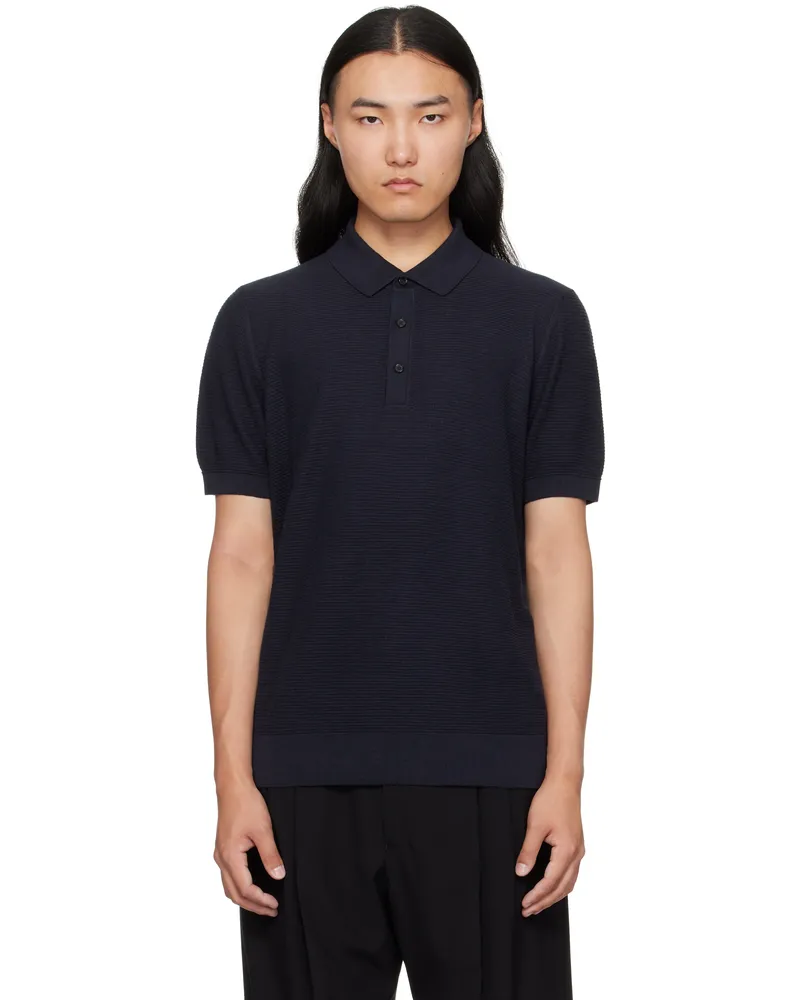 HUGO BOSS Navy Regular-Fit Knit Polo 404-dark