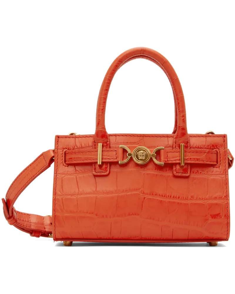 Versace Orange Croc-Effect Medusa '95 Mini Bag 1ra8v-coral-