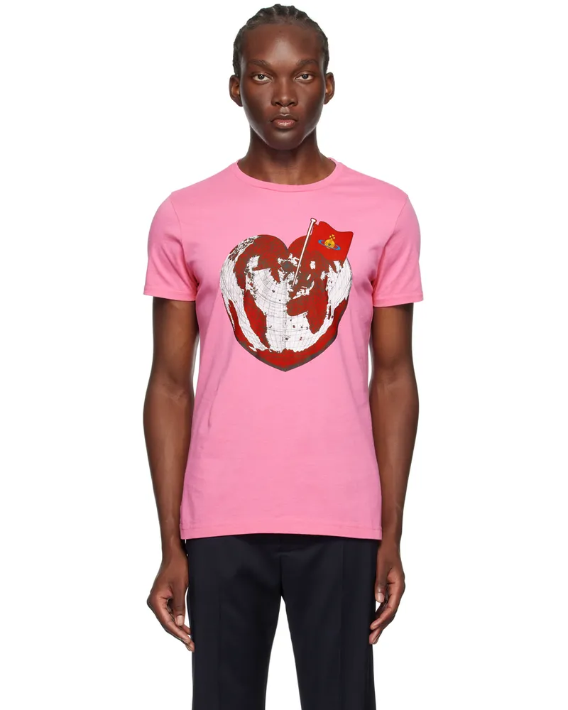Vivienne Westwood Pink Heart World Peru T-Shirt Aw24-pink