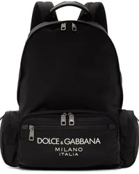 Dolce & Gabbana Black Nylon Rubberized Logo Backpack 8bnero