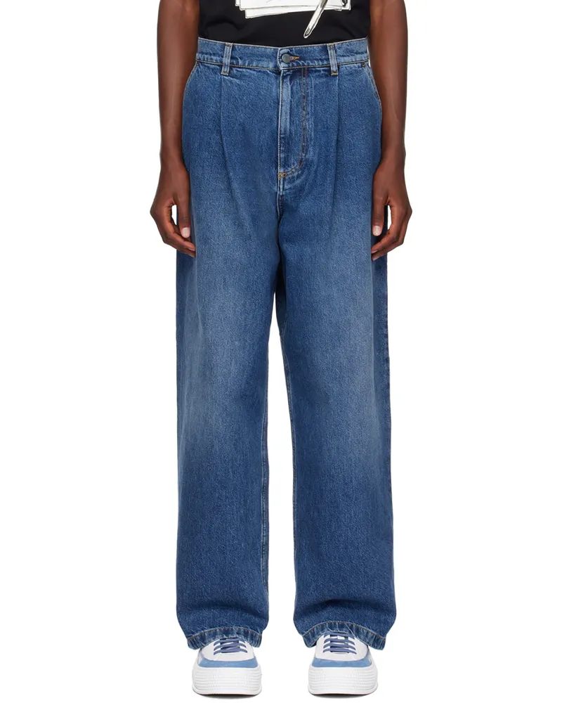 Moschino Blue Pleated Jeans Blue