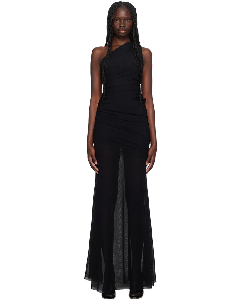 ATLEIN SSENSE Exclusive Black Semi-Sheer Maxi Dress C0114