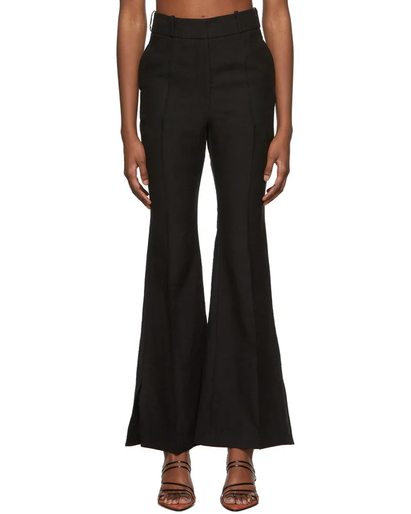 YUZEFI Black Flared Trousers Black