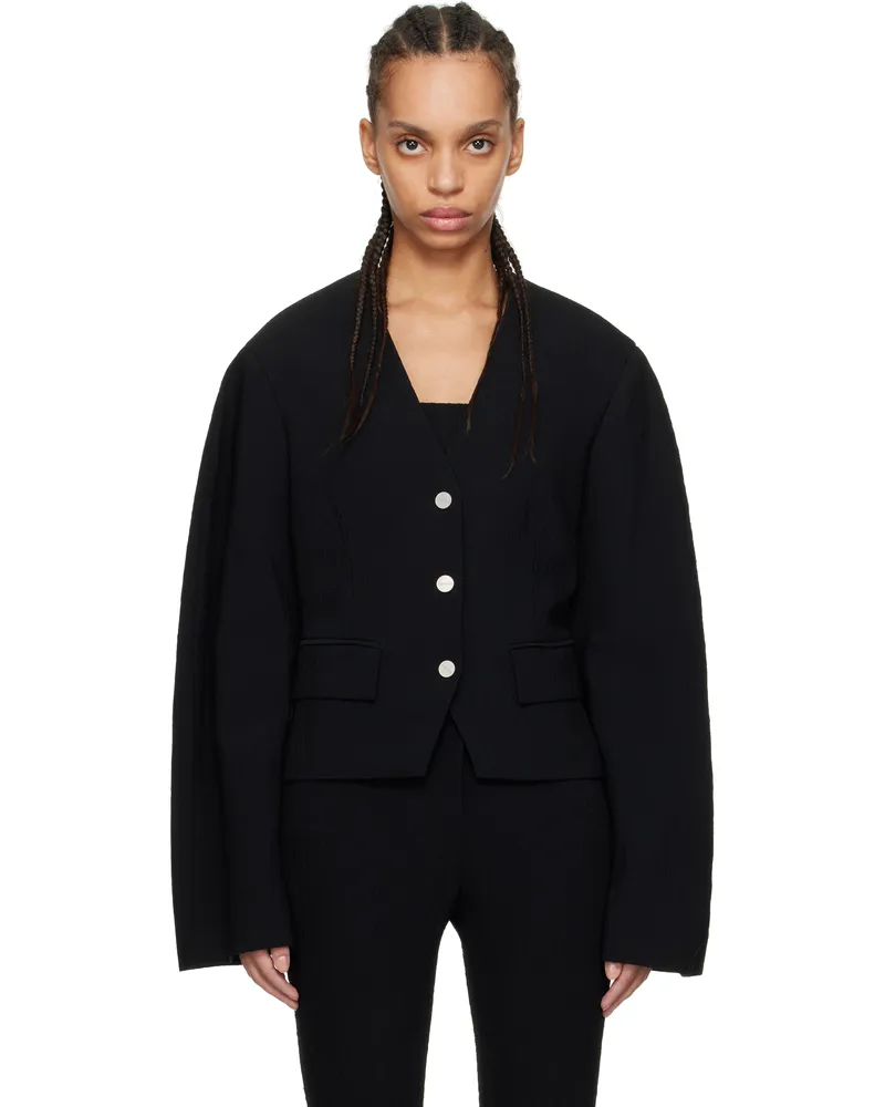 Nanushka Black Kiyo Seersucker Blazer Blk