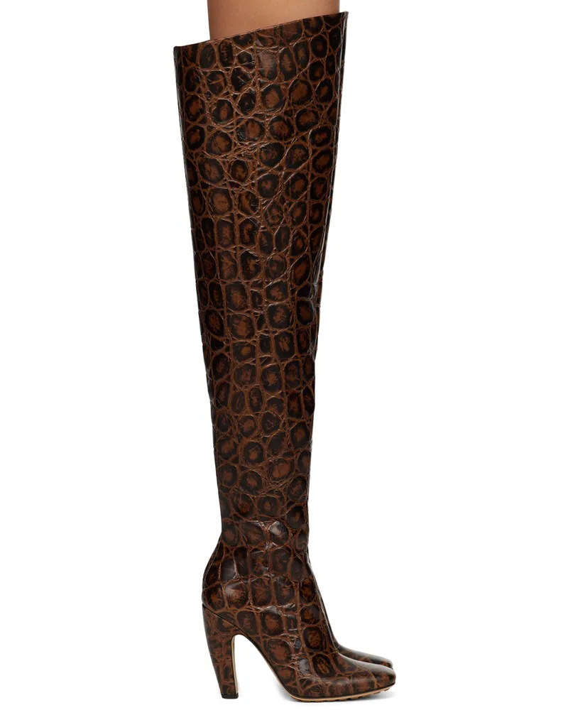 Bottega Veneta Brown Canalazzo Over-The-Knee Boot 2232