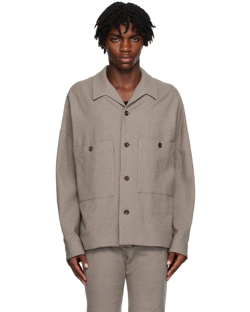 ATTACHMENT Gray Pocket Jacket Khaki