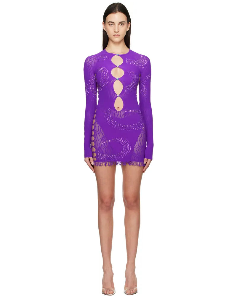 Poster Girl Purple Rhinestoned Miranda Minidress Twilight