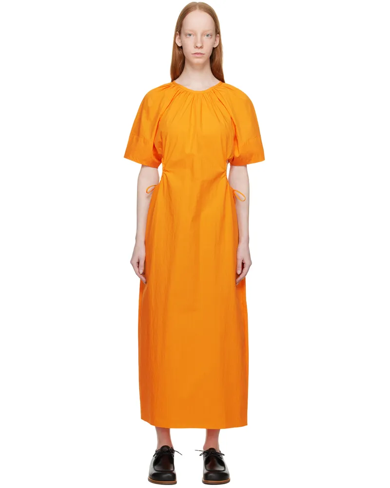 Missing You Already Orange Side Ring Midi Dress Orange