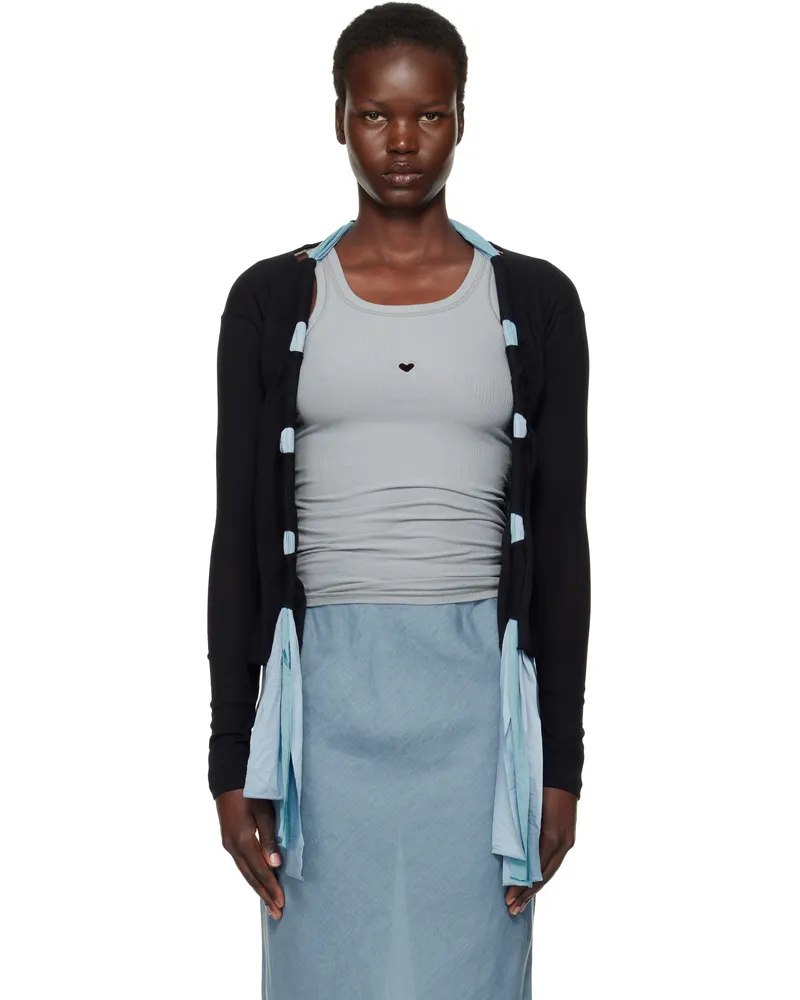 Baserange Black & Blue Circ Cardigan Black