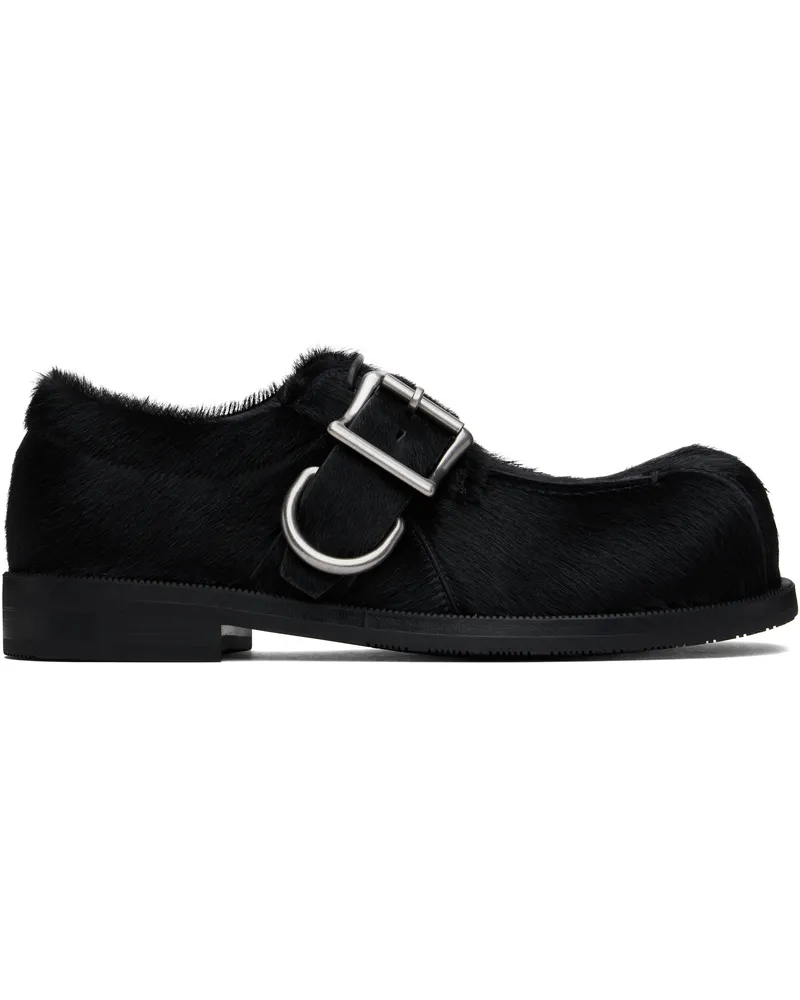 Martine Rose Black Bulb Toe Buckle Loafers Black