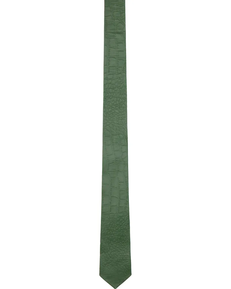 VEERT Green Croco Leather Tie Green