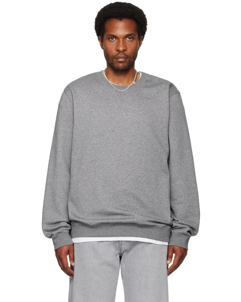 SKIMS Gray Fleece Lounge Crewneck Sweatshirt Dark