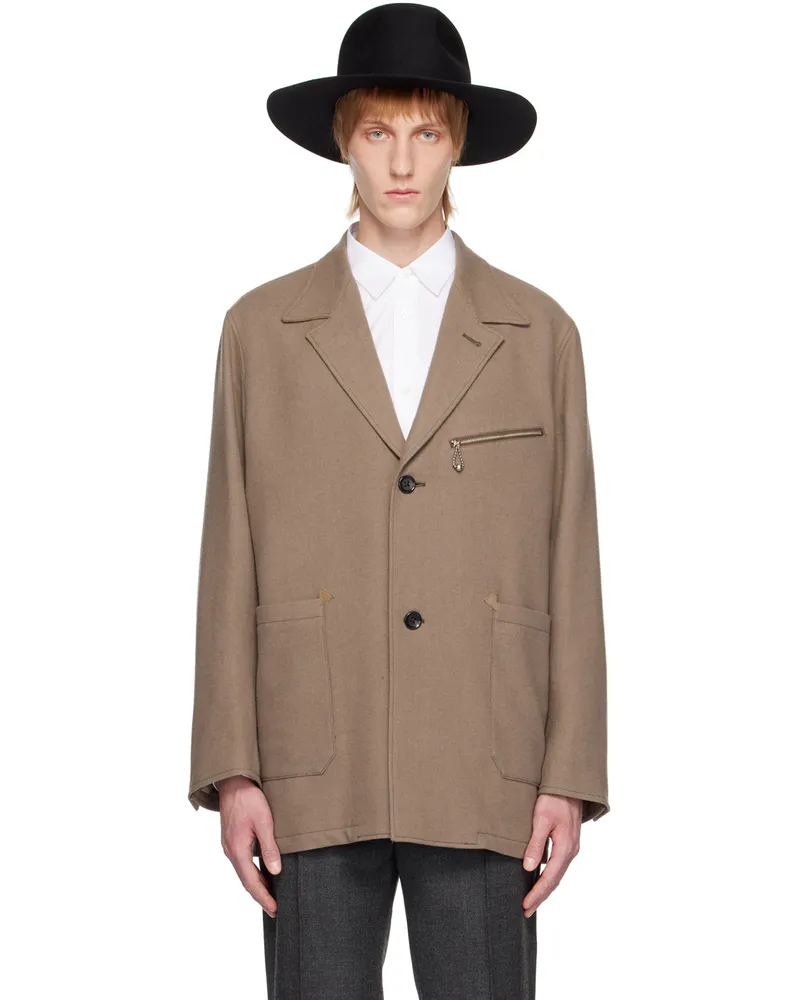 The Letters Brown Single-Breasted Blazer Mocha