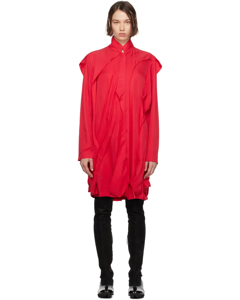 KIKO KOSTADINOV Red Potnia Shirt Midi Dress Scarlet