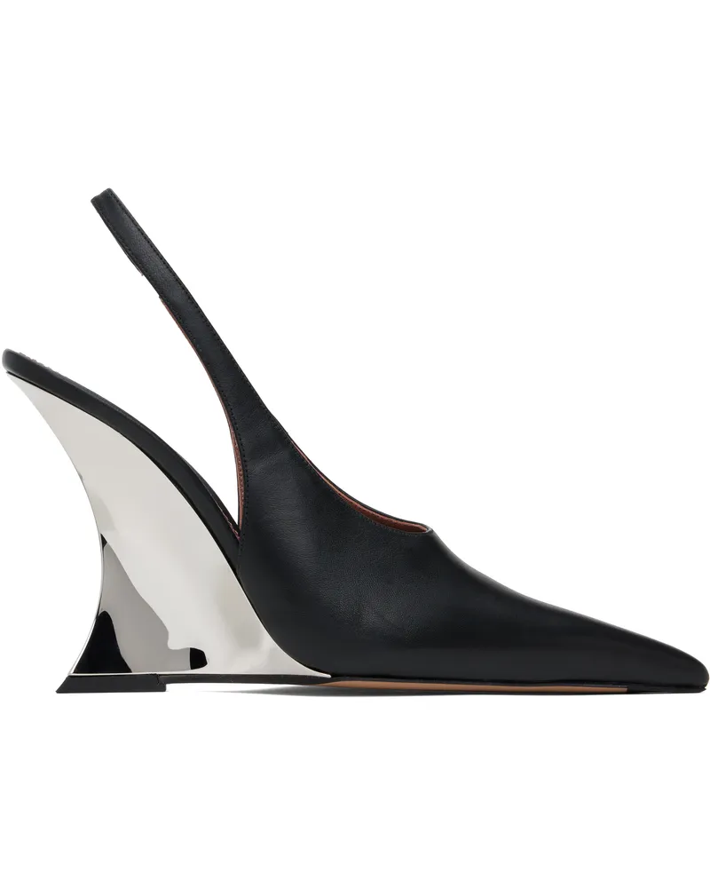 Paris Texas Black Nina Slingback Heels Black-silver
