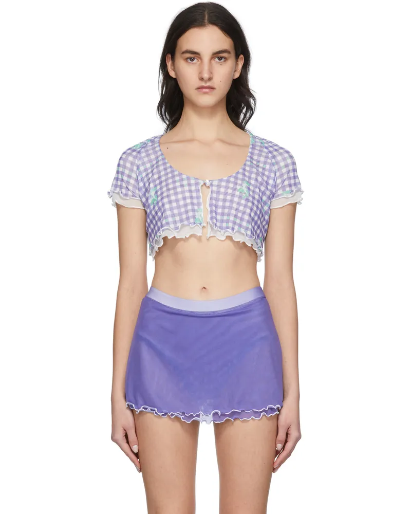 Poster Girl SSENSE Exclusive Purple Gingham Cher Cover Up Top Purple