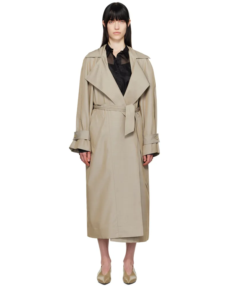 FRANKIE Shop Beige Astoria Cut-Out Raglan Sleeve Trench Coat 206
