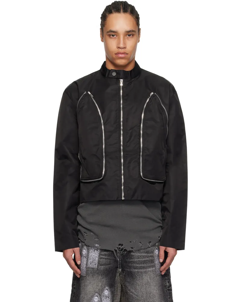 WHO DECIDES WAR Black Window Moto Jacket Coal