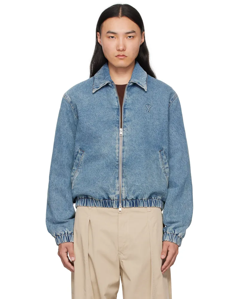 AMI Paris Blue Ami de Coeur Denim Jacket 480