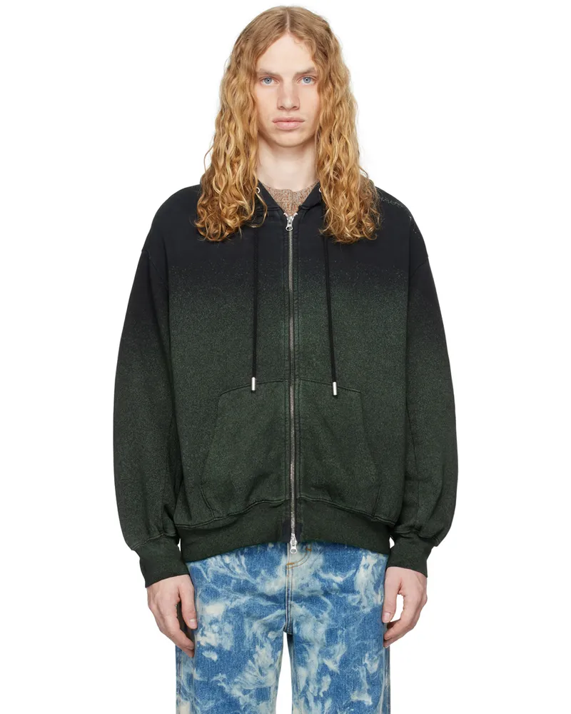 Eckhaus Latta Black Zip Hoodie Astroturf