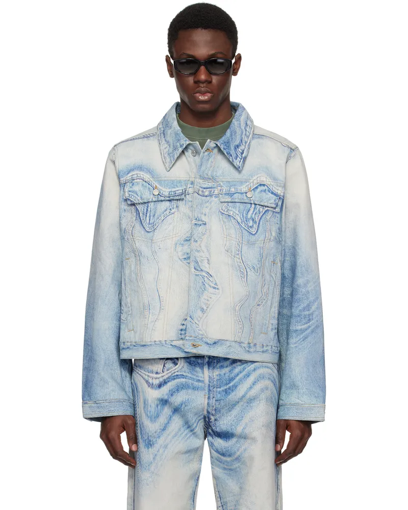 Camper Blue Trompe œil Denim Jacket Multicolor