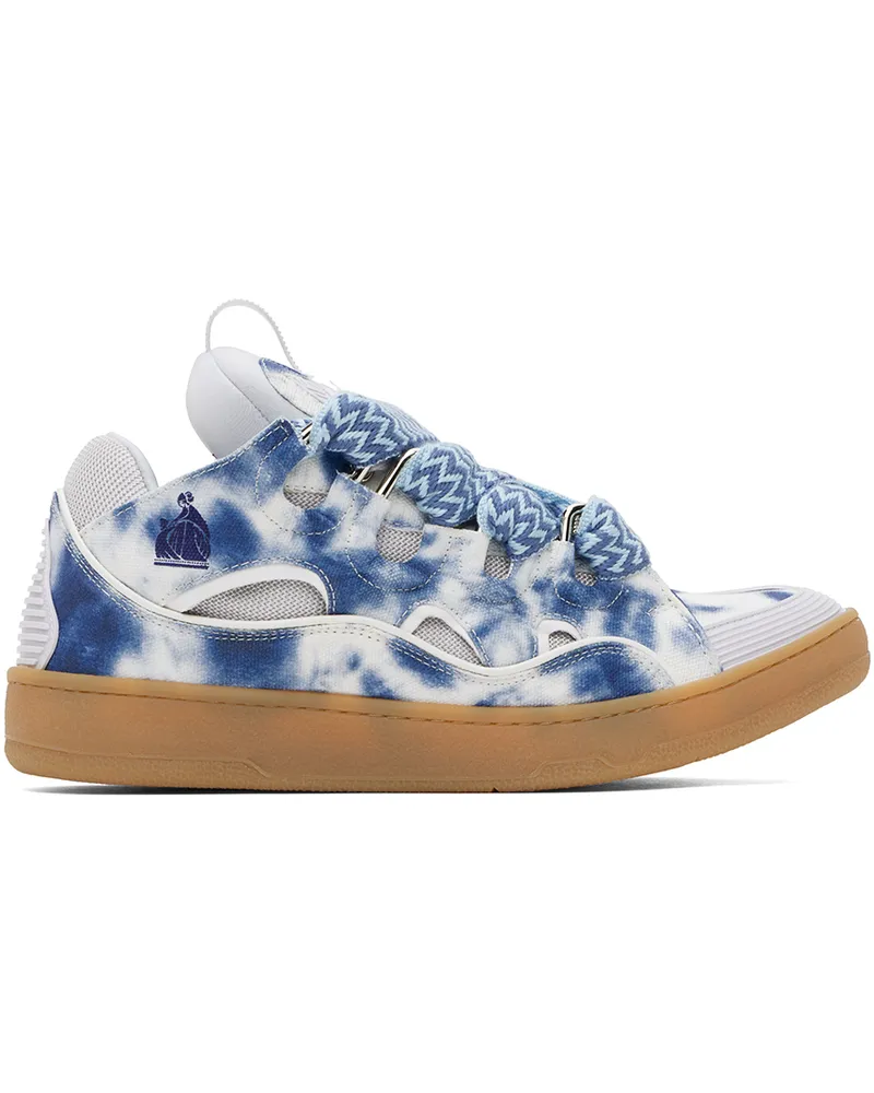 Lanvin SSENSE Exclusive Blue Curb Washed Denim Sneakers Grey