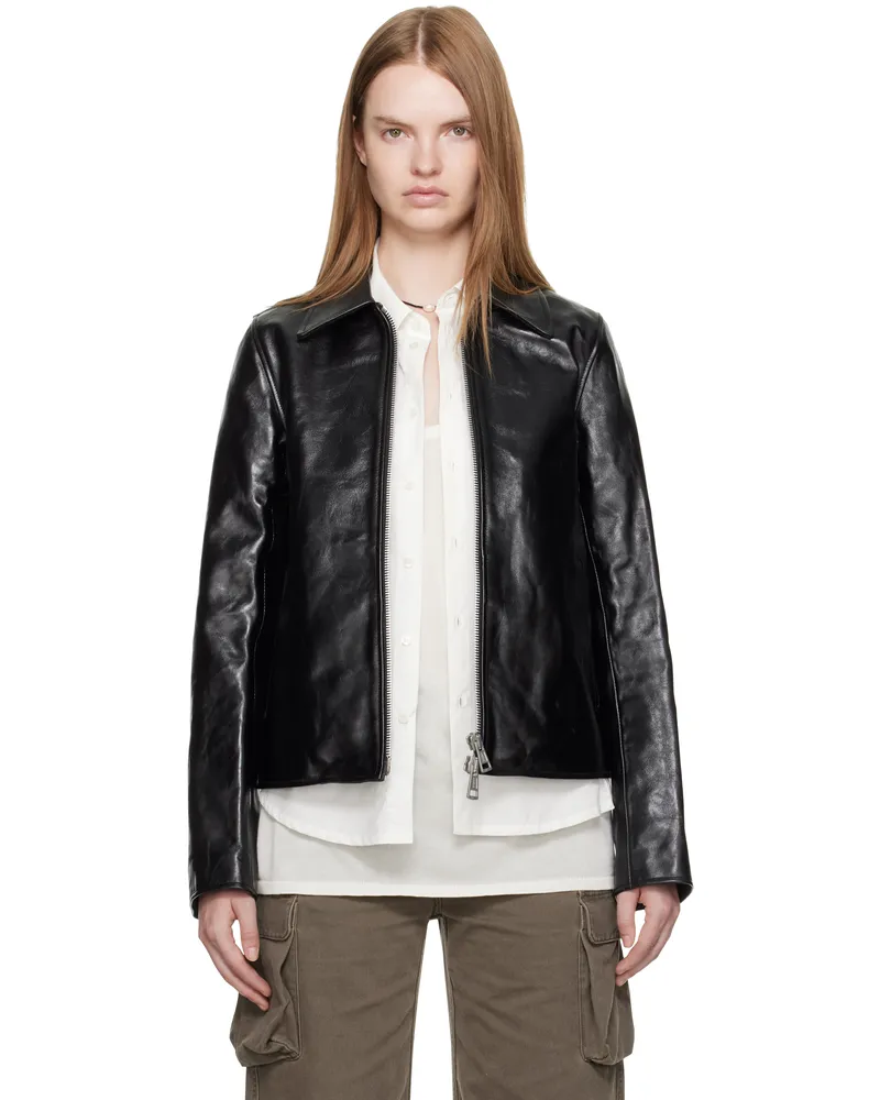 Our Legacy Black Mini Leather Jacket Top