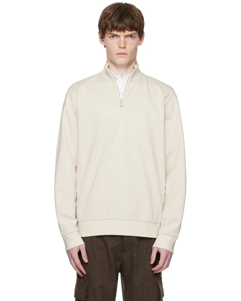 HUGO BOSS Beige Zip-Through Sweatshirt 131-open