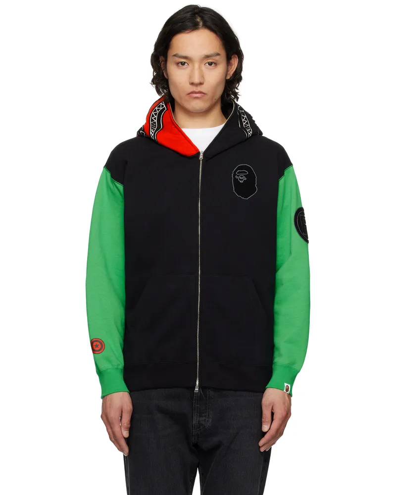 BAPE Black & Green United Arab Emirates Shark Full Zip Hoodie Blk-black