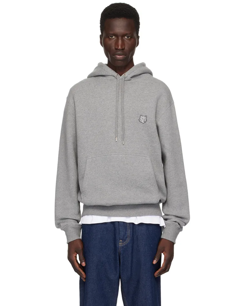 Kitsuné Gray Bold Fox Head Hoodie Hmedium
