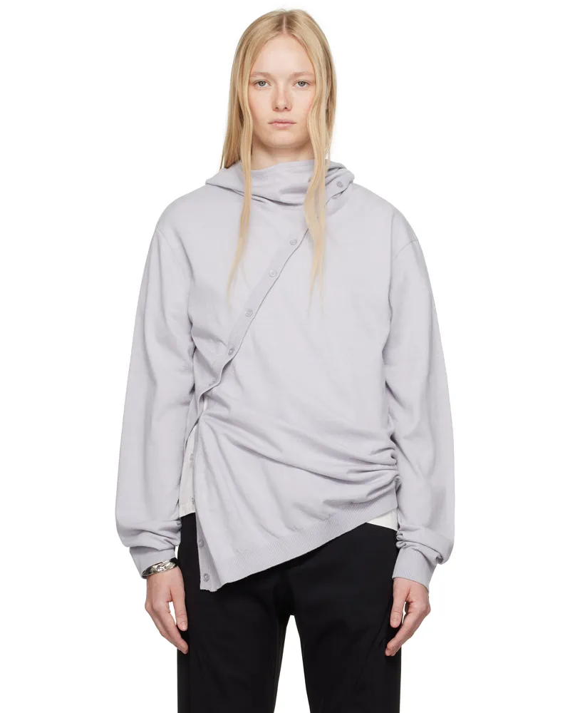 Post Archive Faction Gray 8.0 Center Knit Hoodie Gry