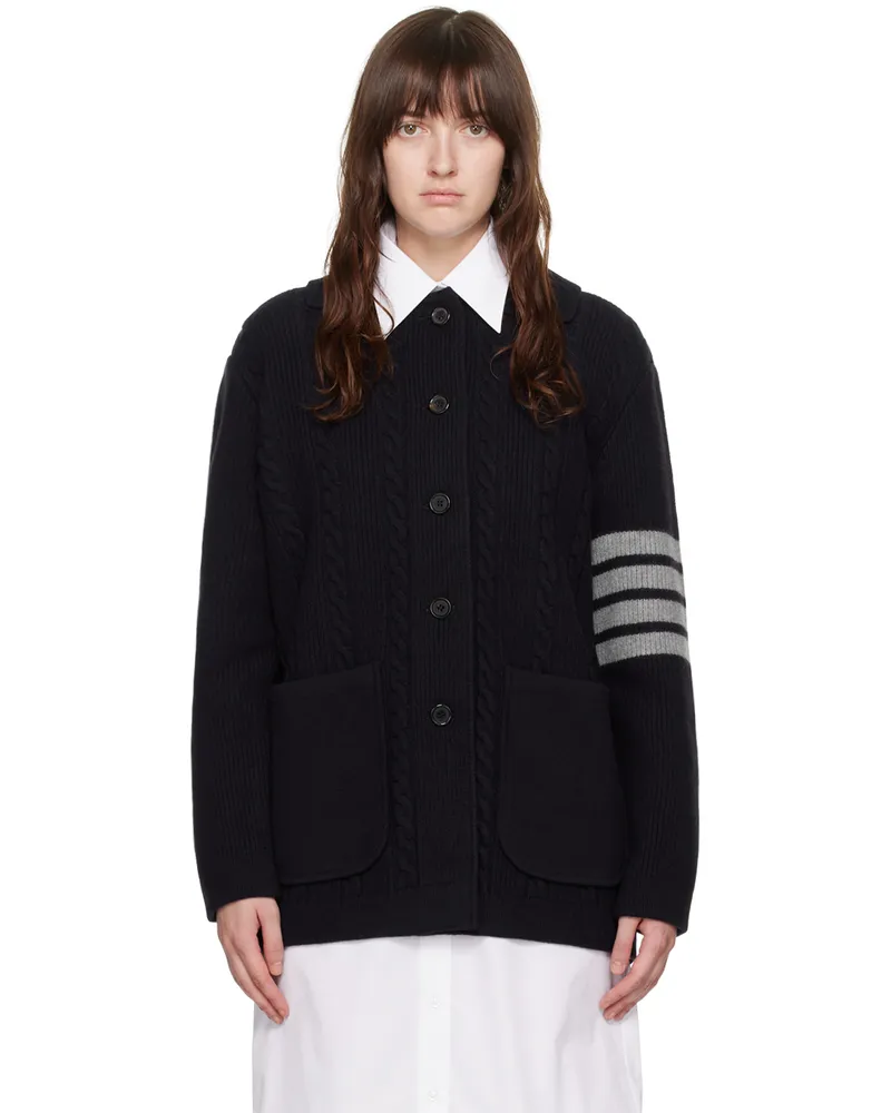 Thom Browne Navy 4-Bar Coat 415