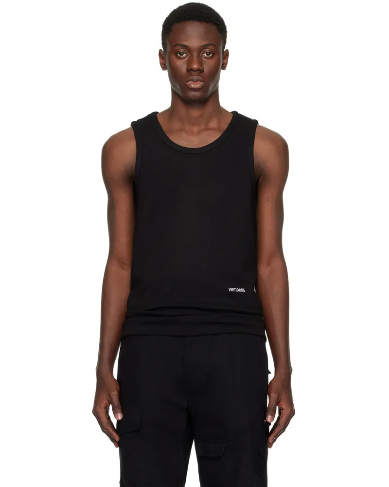 WE 11 DONE Black Embroidered Tank Top Black